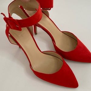 Zara Suede Heels Sz 9 Eu 40 Heels Red Ankle Strap
